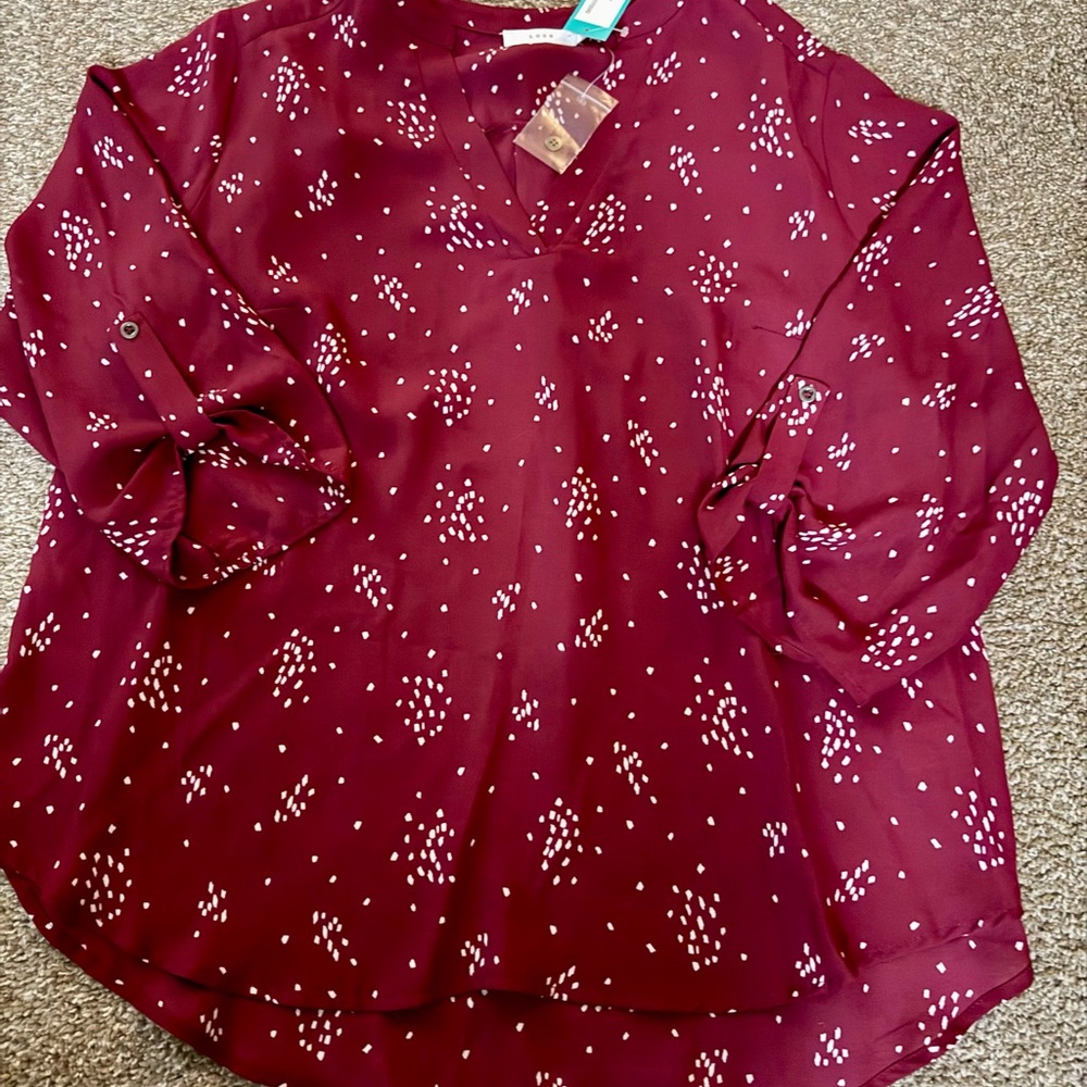 Lush Maroon Patterned Blouse stitch fix